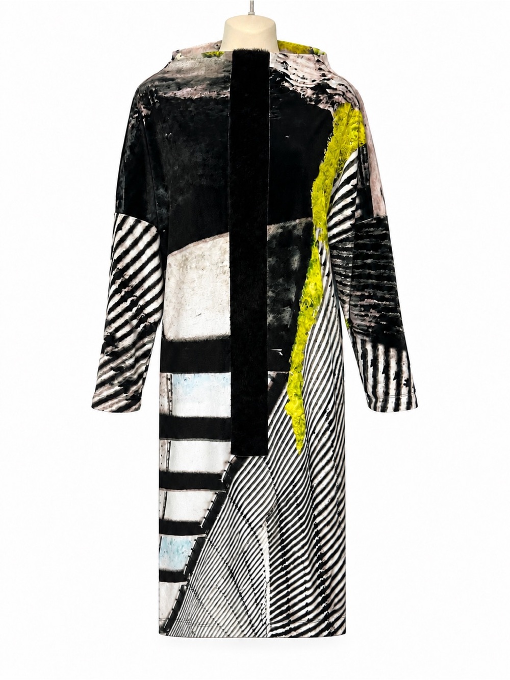 Ozai N Ku Velour Dress Small Medium Abstract Print Avant Garde NWT Lagenlook